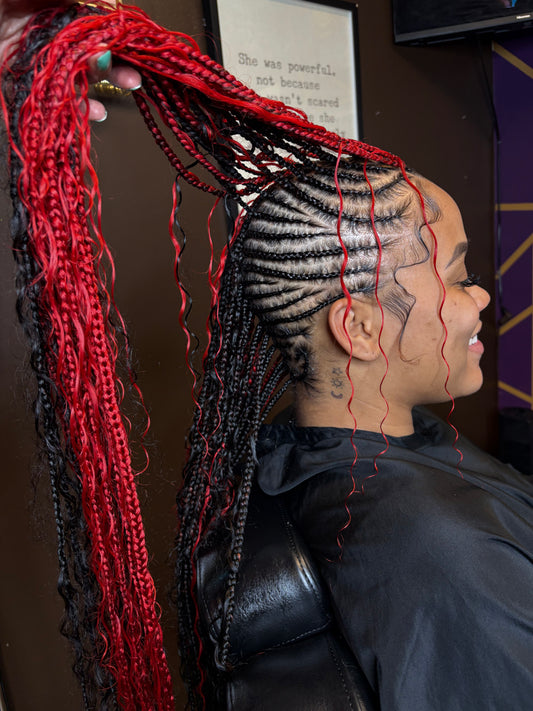 Boho Mohawk/Lemonade Braids/ Half Layer + Knotless