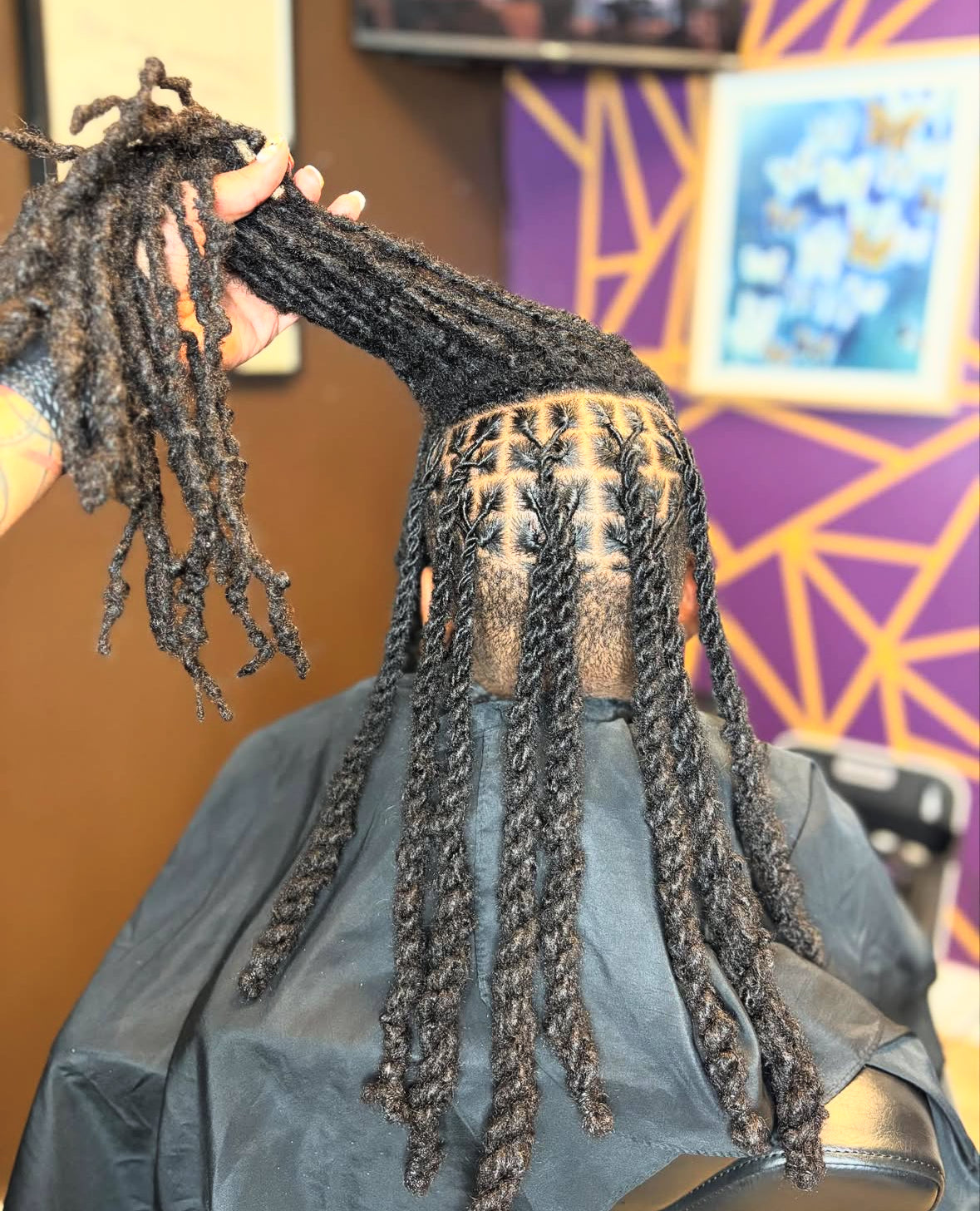 Loc Retwist + Style- Mid-Back Length (HALF HEAD ONLY)
