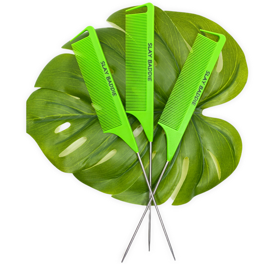 Green Slay Baddie Rat Tail Comb